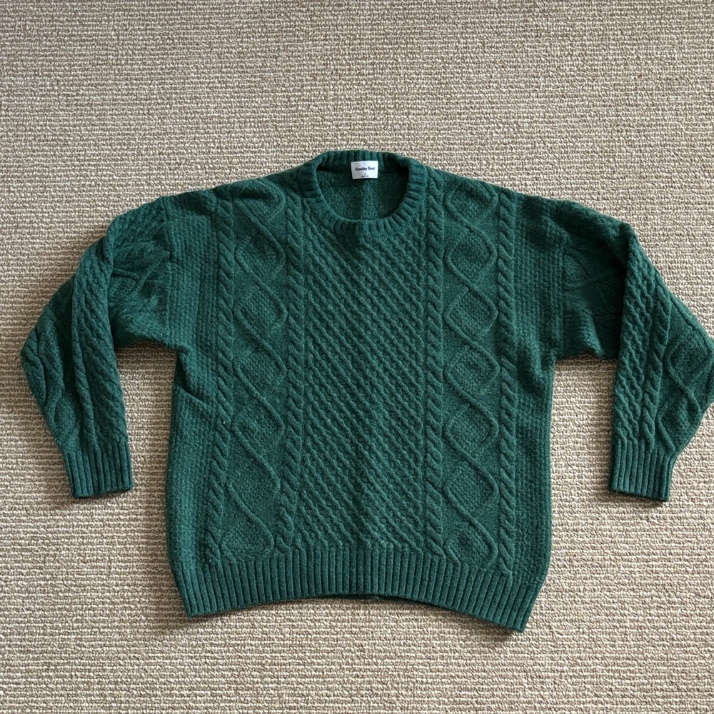 Sunday Best Green Cable Knit Sweater